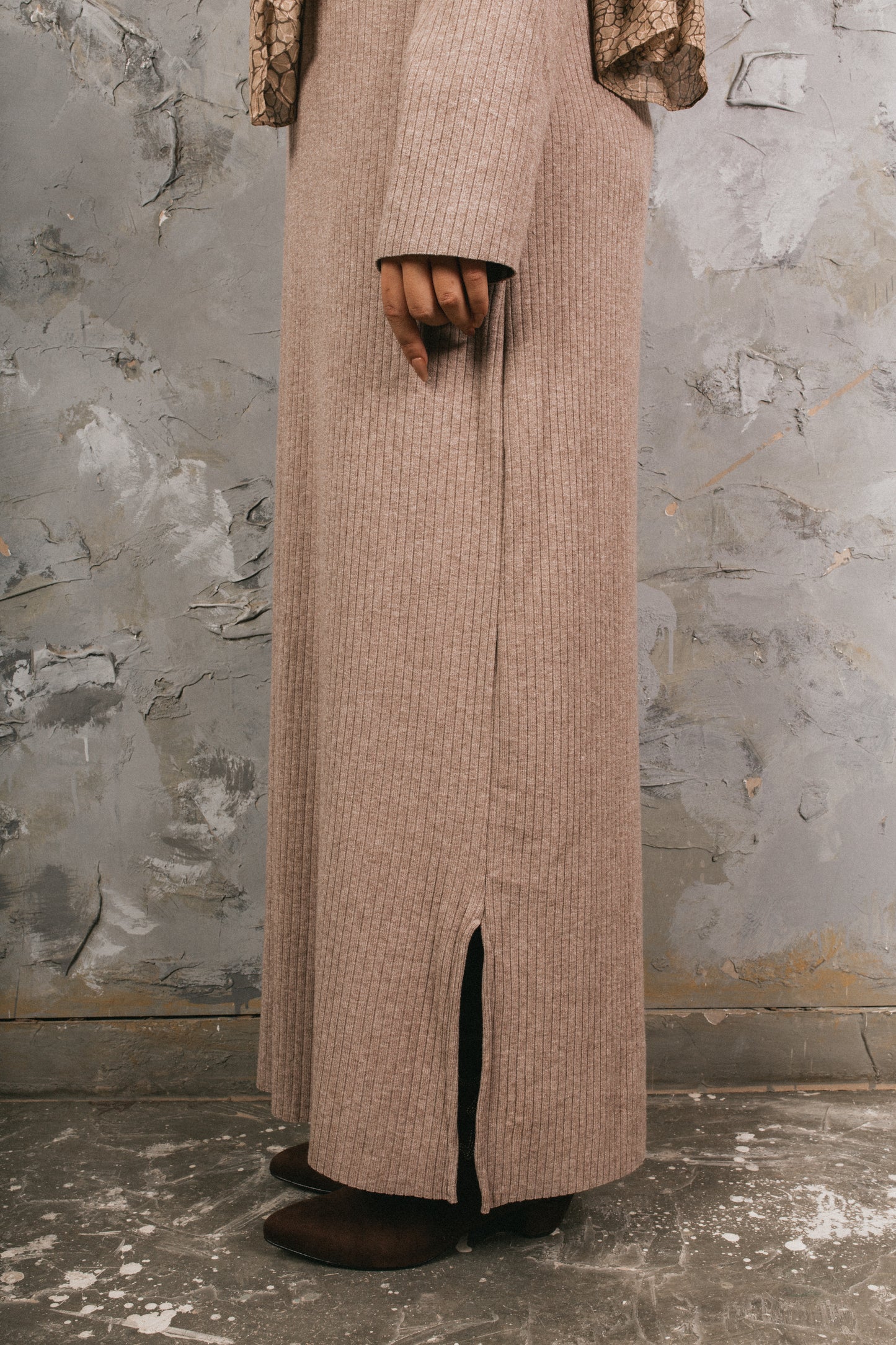 Camel Knitted Maxi Dress