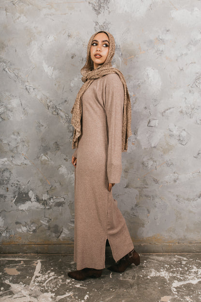 Camel Knitted Maxi Dress