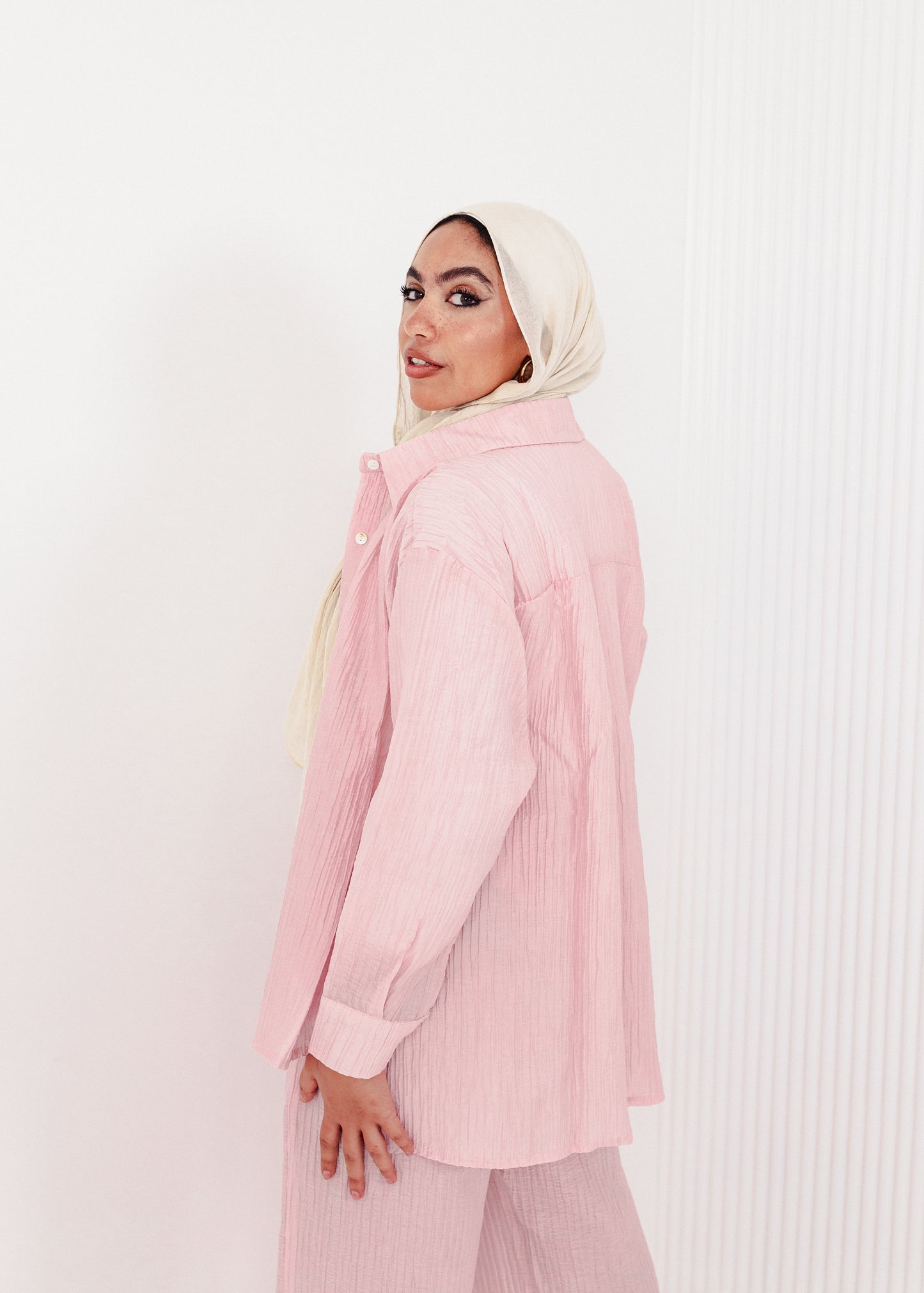 Powder Pink Linen Silk Set
