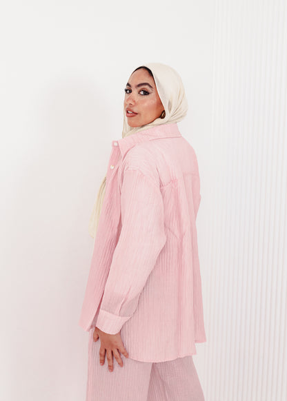 Powder Pink Linen Silk Set