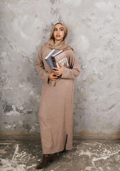 Camel Knitted Maxi Dress